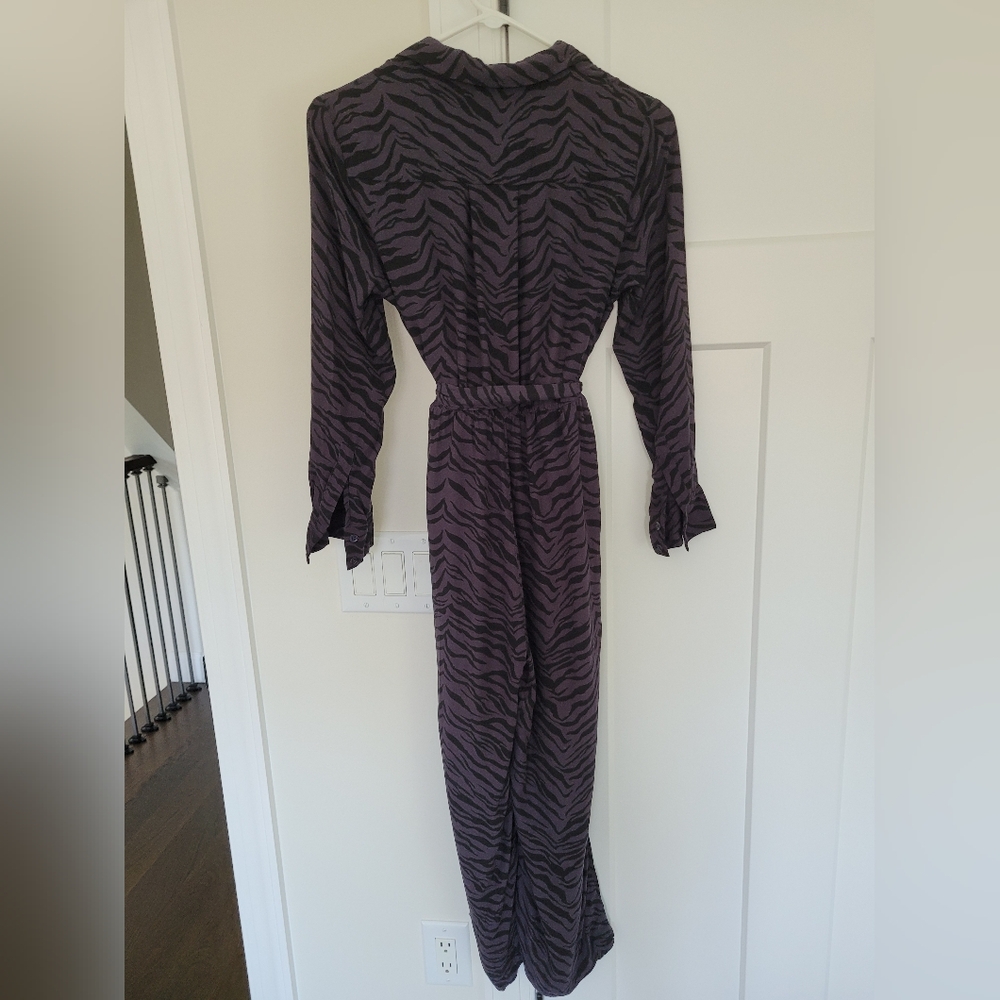 Rails Jumpsuit Callen Wide Leg Charcoal Gray Tiger Stripe Button Front S… - Picture 10 of 12